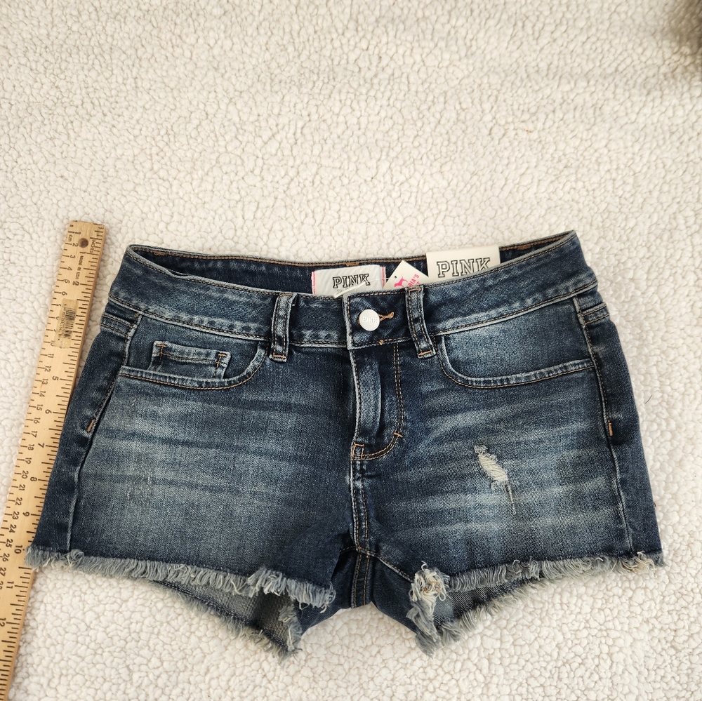 Victoria Secert Pink Size 2 New W Tags Cut Off Jean Shorts